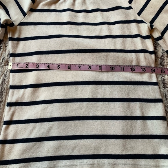 Size Small Anthropologie (Deletta) Bell Sleeved, Navy & White Stripped Shirt - Picture 2 of 8